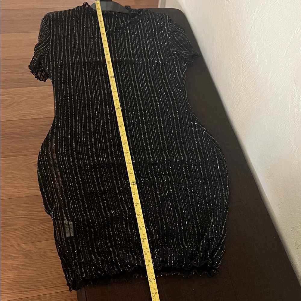 #*096**Sexy Black Glitter See Through Mini Dress - Picture 3 of 7